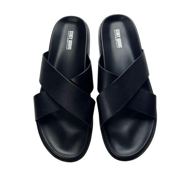 Stacy Adams Montel Cross Strap Slide Sandal Black Size 12M - Picture 1 of 3